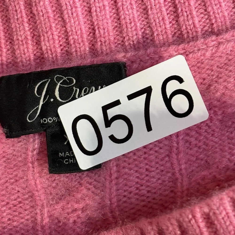 J Crew Cashmere Sweater Women’s XS Pink Cable Knit Crewneck Long Sleeve